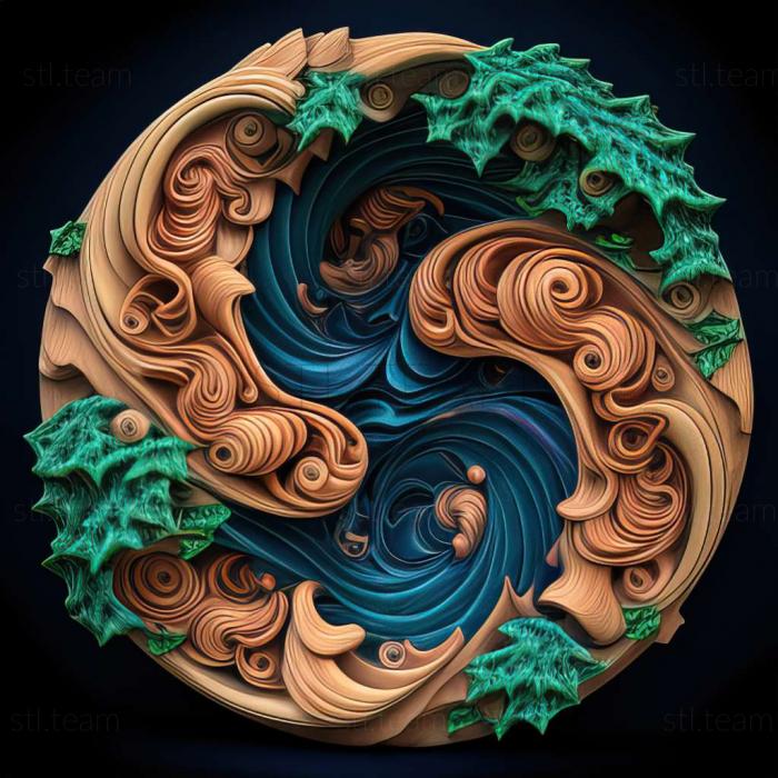 3D model Around the Whirlpool A Chain of Whirlpool Islands A Ren (STL)